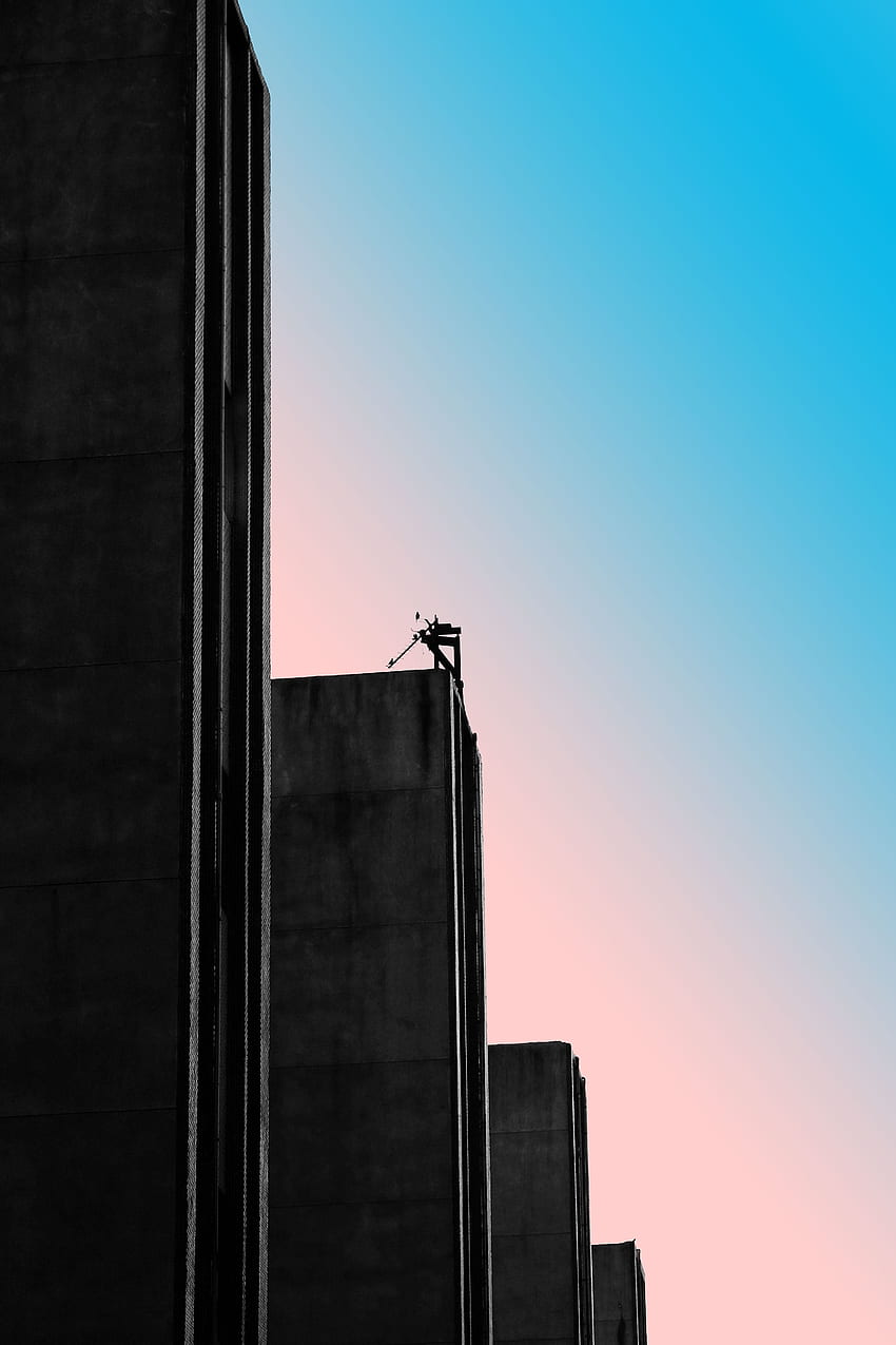 Buildings' edge, gradient, sky HD phone wallpaper