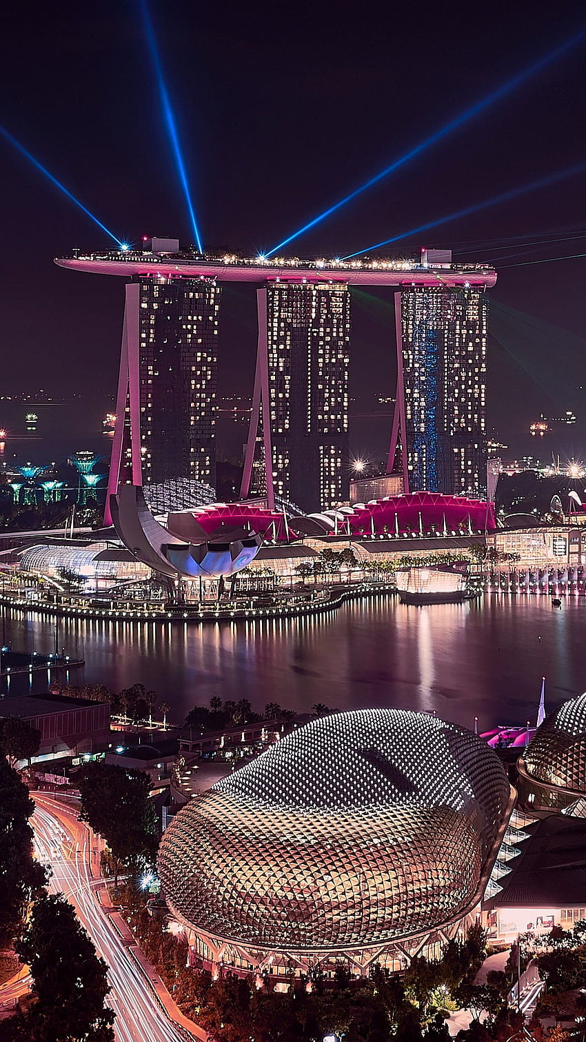 마리나 베이 샌즈, 도시 풍경, 밤, 싱가포르, , , 세계,. iPhone, Android, 모바일 및 HD 전화 배경 화면