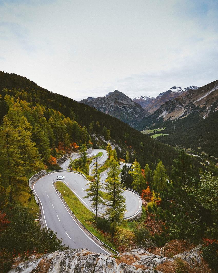 Nature, Mountains, Road, Serpentine HD phone wallpaper