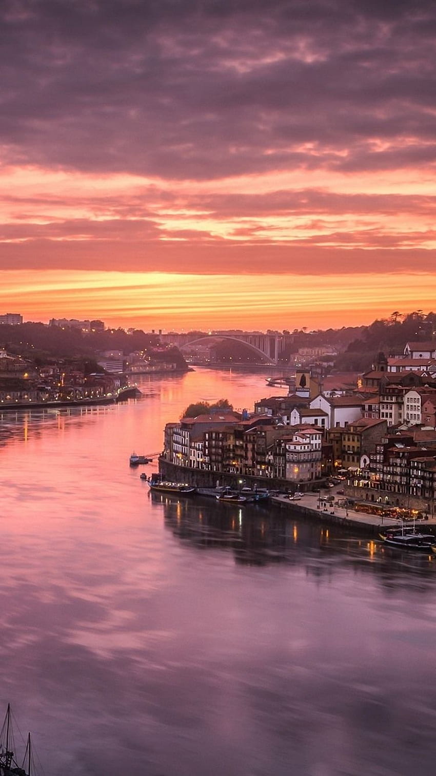 Portugal, Porto, Douro River, city, houses, red HD phone wallpaper