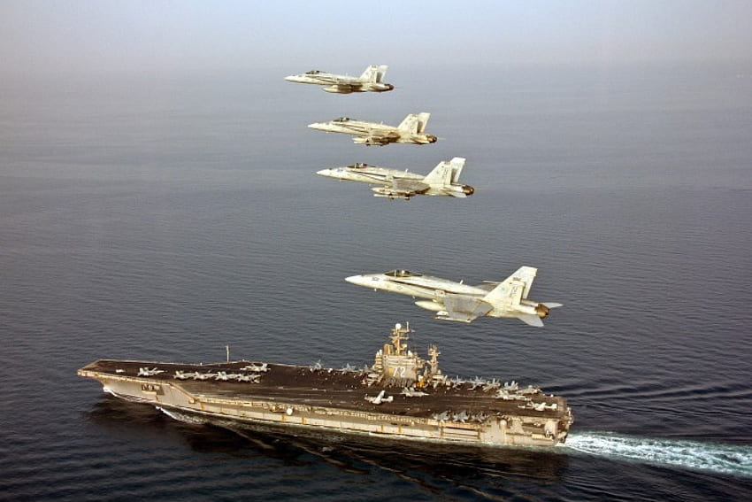aircraft carrier, sea, plane, carrier, aircraft HD wallpaper
