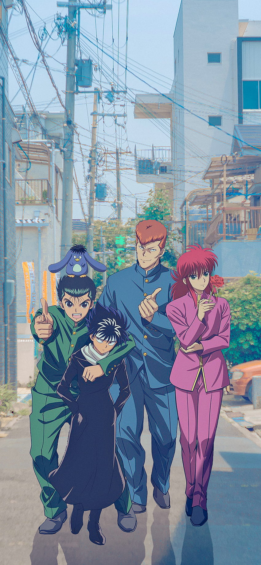 Yuyuhakusho, kurama, kazuma, hiei, yusuke, 90s, anime HD phone wallpaper