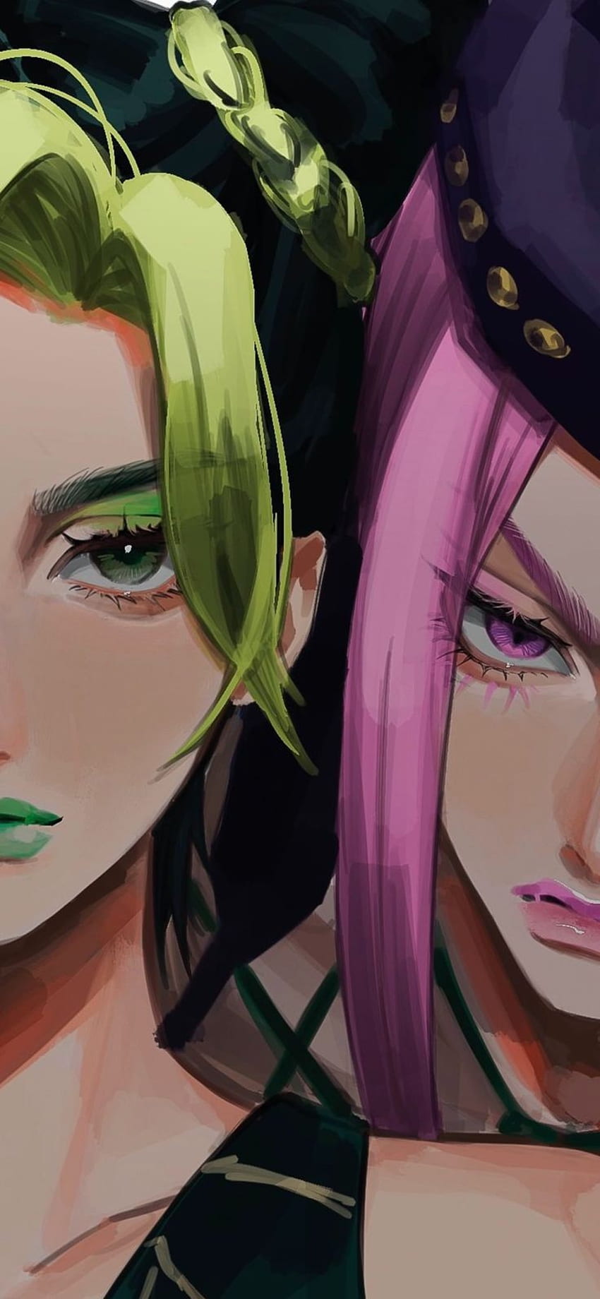 Jolyne and Narciso, head, nose HD phone wallpaper