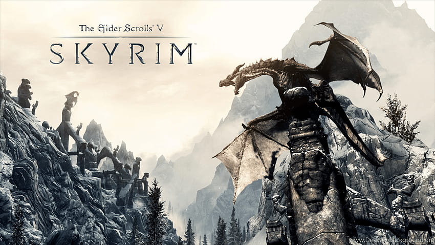 skyrim elder dragon wallpaper