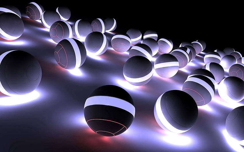ส่องแสง แสง สว่าง 3D เงา นีออน ลูกบอล วอลล์เปเปอร์ HD