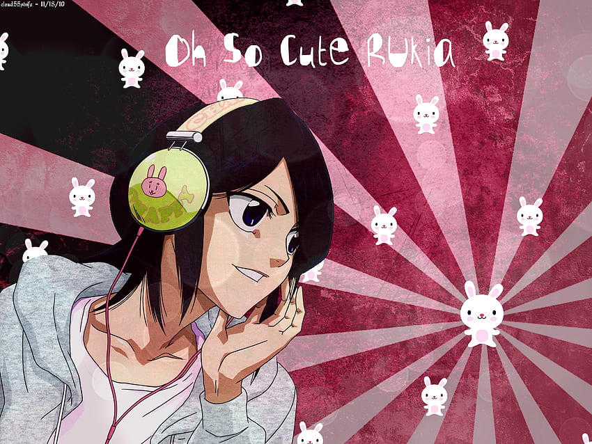 Oh So Cute Rukia, bunny, bleach, pink, xd, chappy, cute, rukia HD wallpaper