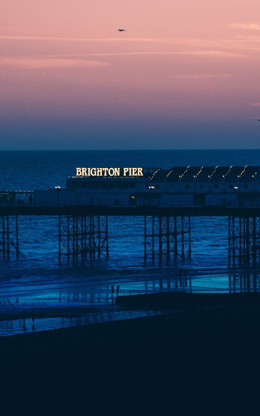 Brighton, Pier, Beach, Sunset, Sea Samsung Galaxy Note Gt N7000, Meizu Mx2 Background HD phone wallpaper