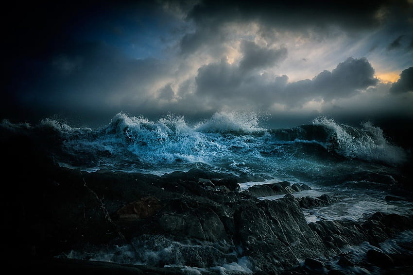 morze postaci burzy. Fale oceanu, burza morska, burza oceaniczna, wzburzone morze Tapeta HD