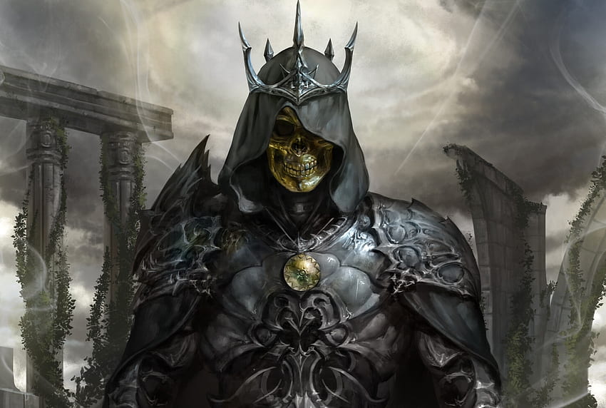 Lord Death, muerte, halloween, fantasía, arte, cráneo, armadura, oscuro fondo de pantalla