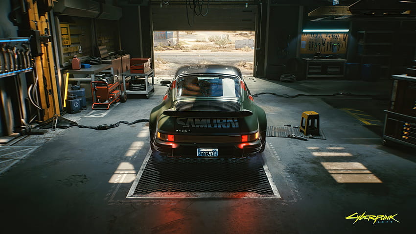 Samurai Porsche car, video game, Cyberpunk 2077 HD wallpaper