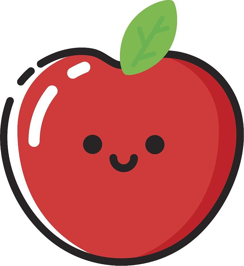 Emoji de desenho animado de fruta Kawaii feliz e fofo - decalque de vinil de maçã Papel de parede de celular HD