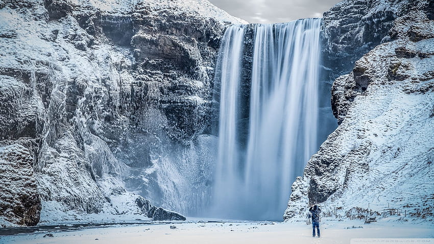 Skogafoss Waterfall, Iceland, Winter ❤, Ireland Winter HD wallpaper