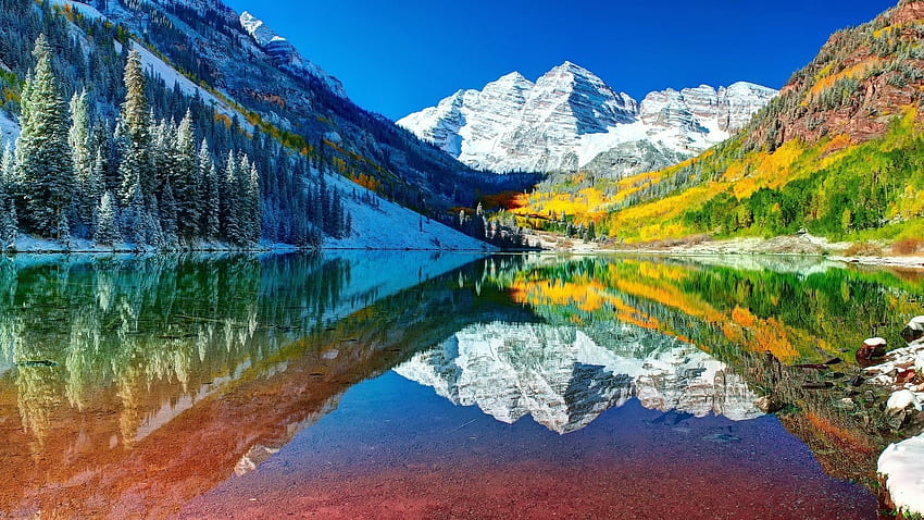 Rocky Mountain, Snow Capped Mountains HD wallpaper