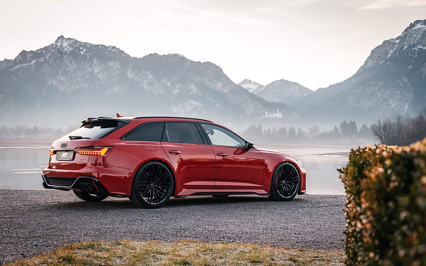Audi RS6, ABT, rear view, exterior, red RS6 Avant, RS6 tuning, German cars, Audi HD wallpaper