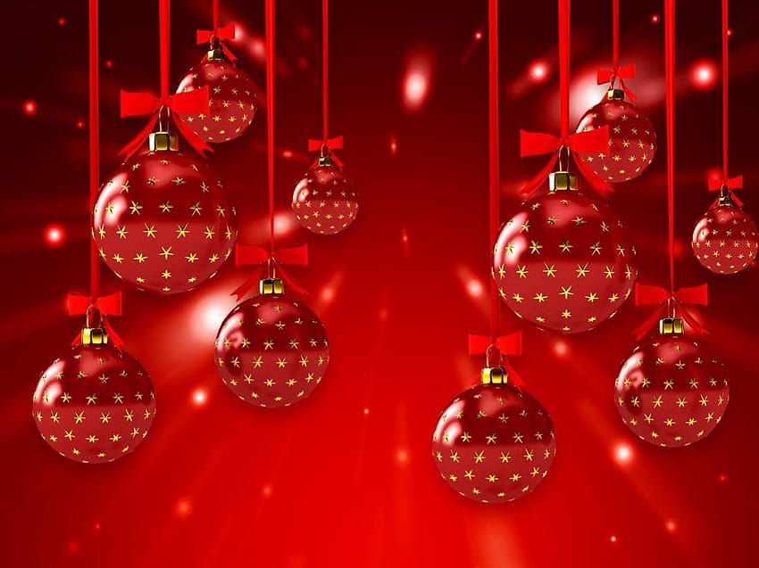 Red Christmas, winter, balls, beautiful, nice, decoration, holiday, reflection, pretty, christmas, red, lovely, new year HD wallpaper