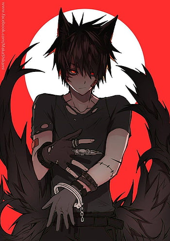 Profile picture of an anime demon with red skies and flying birds on Craiyon