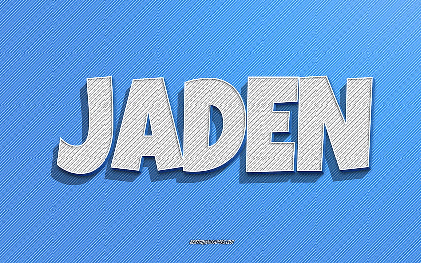 Джейдън, фон със сини линии, с имена, име на Джейдън, мъжки имена, поздравителна картичка на Джейдън, линейно изкуство, с име на Джейдън HD тапет