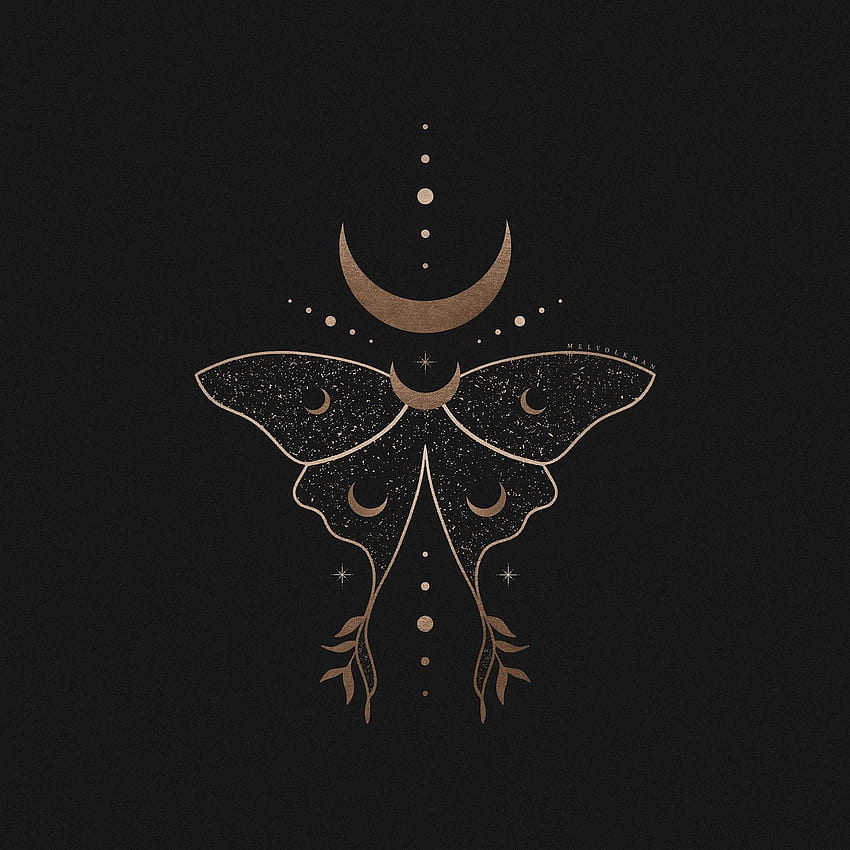 Ilustracja Cosmic Luna Moth autorstwa Mela Volkmana / Esoteric Tapeta na telefon HD
