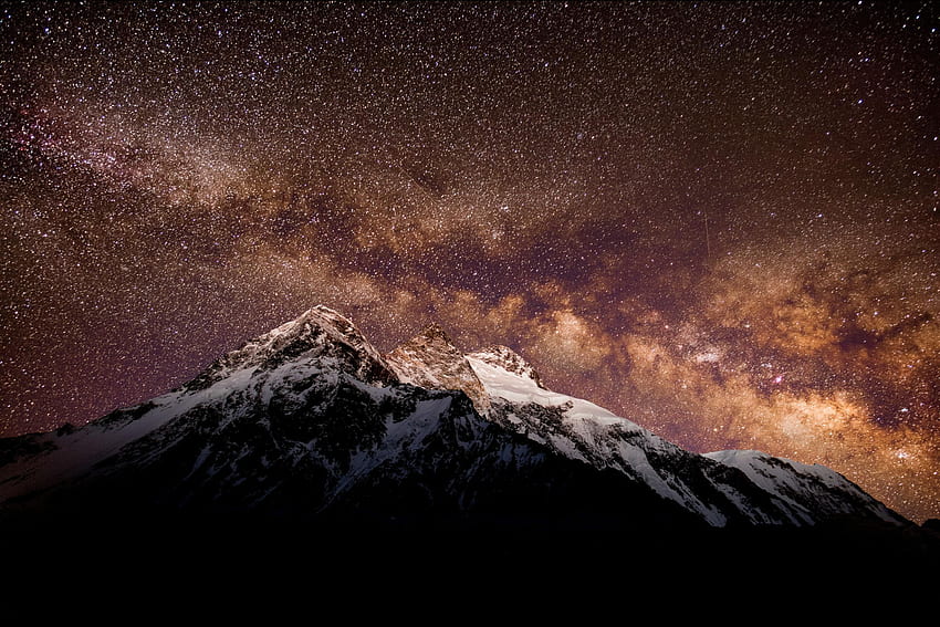 Млечният път над Броуд Пик (8051 м), Каракорум. Широк връх, Милки HD тапет