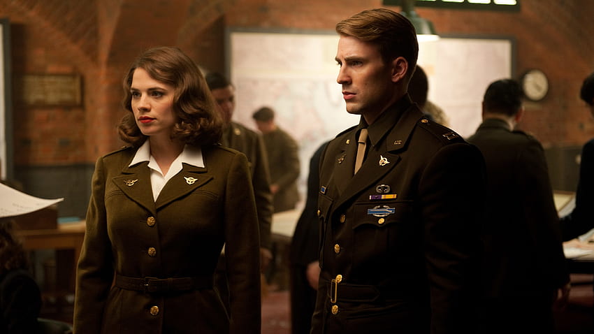 Chris Evans Hayley Atwell Peggy Carter Steve Rogers Captain America The First Avenger HD wallpaper