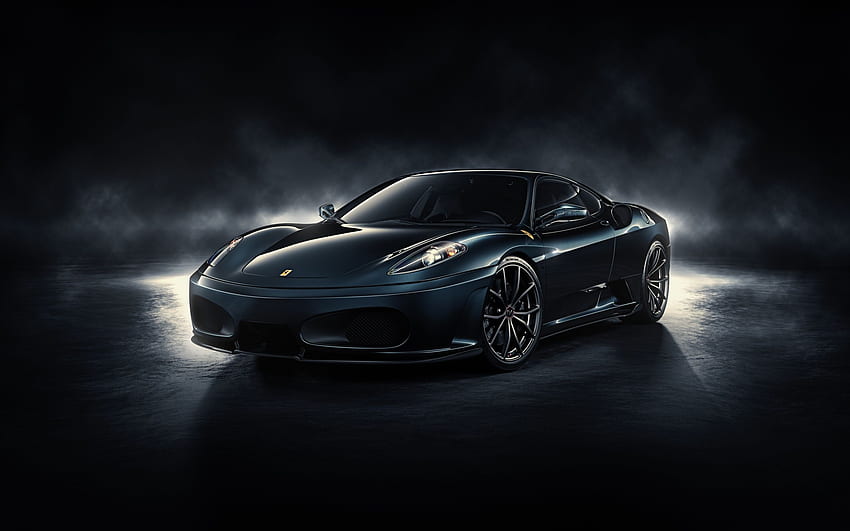 Ferrari preta com fundo escuro U Car papel de parede HD