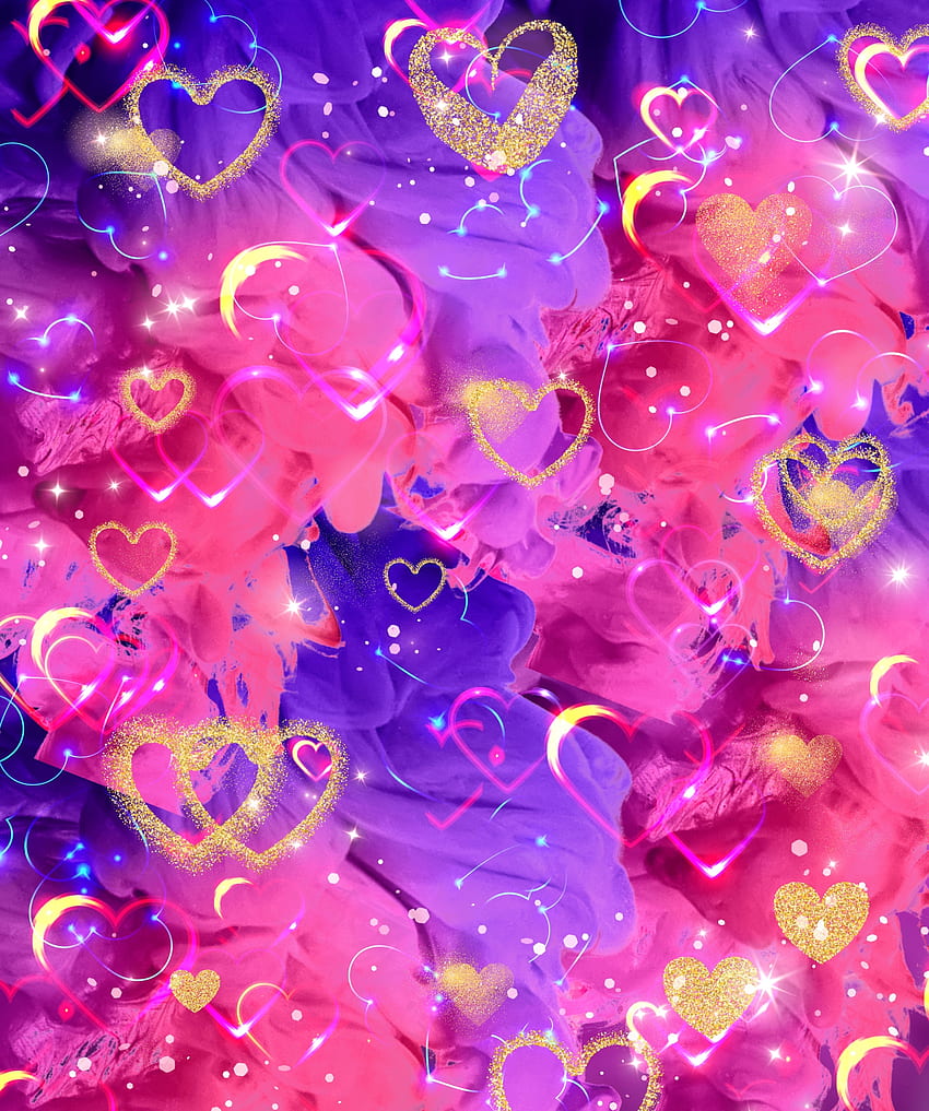Desktop   Heart Splash Gold Magenta Pink Paint Splash Hearts Paint Purple Valentine Valentines Day Colors 