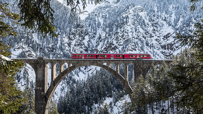 Bernina Express, най-живописното пътуване с влак в Европа, ви отвежда до места, на които не сте предполагали, че може да отиде с влак, Glacier Express HD тапет