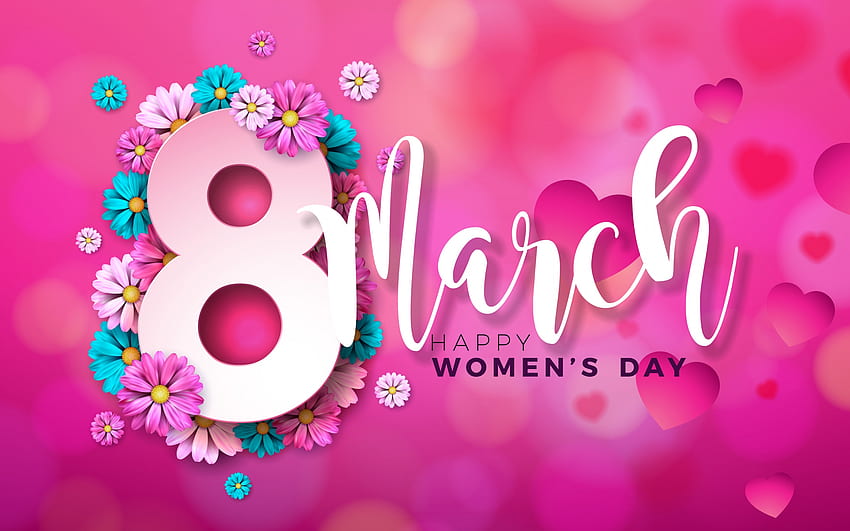 :), march, day, pink, 8, flower, card, women HD wallpaper