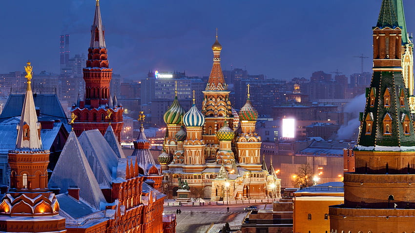 Inverno de neve clara da noite da cidade de Moscou. . 531471 papel de parede HD