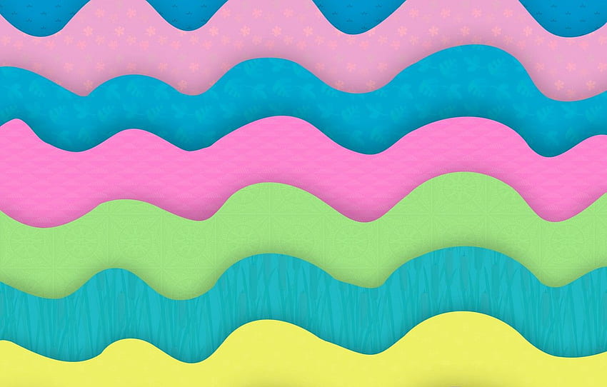 wave, abstraction, green, colorful, yellow, blue, pink, background, pastel for , section абстракции HD wallpaper