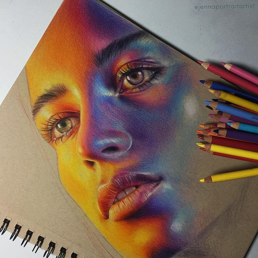 girl color pencil drawing by elle  Image