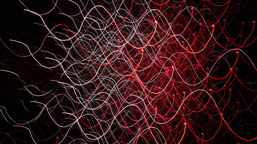 Red, White, Lines, Waves, Threads, Glow, Light, Abstraction Abstract HD wallpaper