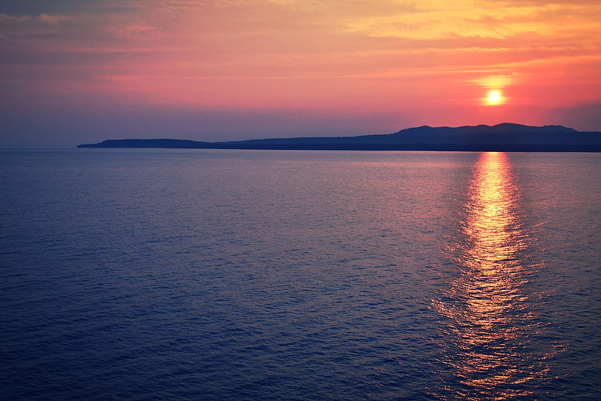 海, 自然, 夕日, 地平線 高画質の壁紙