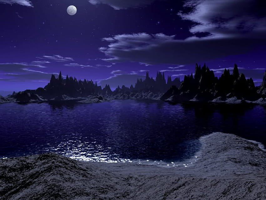 bb3d. jpg, nature, water, moonlight HD wallpaper