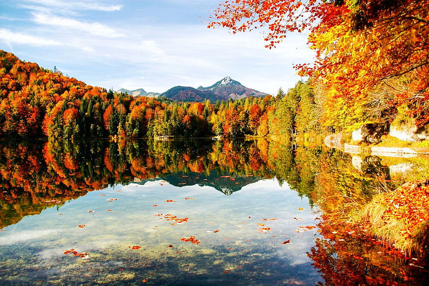Autumn in New England, leaves, colors, trees, mountains, forest, lake HD wallpaper