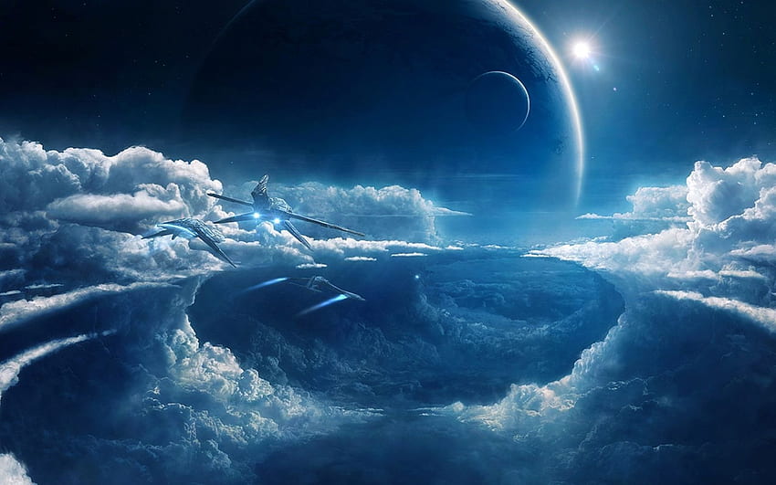 Sci-Fi-Raumschiff, futuristisches Raumschiff HD-Hintergrundbild