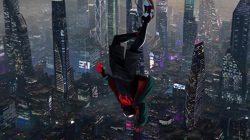 Spider Man dans le Spider Verse en direct en direct, Spiderman à l'envers Fond d'écran HD
