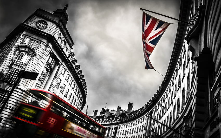 영국 국기, 런던, 영국, 선택적 채색 HD 월페이퍼
