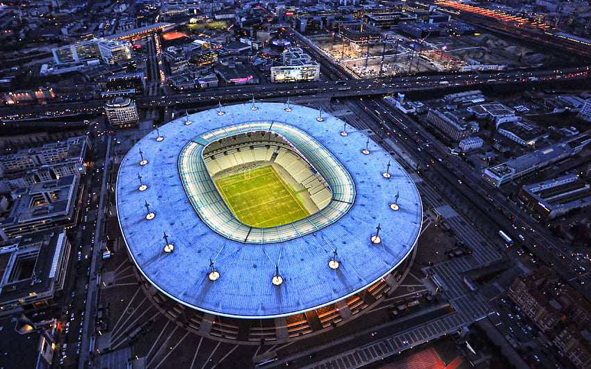 Stade de France, gece, PSG stadyumu, havadan görünüş, FFF Stadyumu, R, Fransız stadyumları, spor sahaları, Paris, Fransa için çözünürlük. Yüksek kalite HD duvar kağıdı