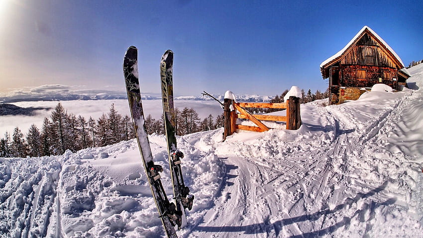冬の雪の風景自然スキーの背景 高画質の壁紙