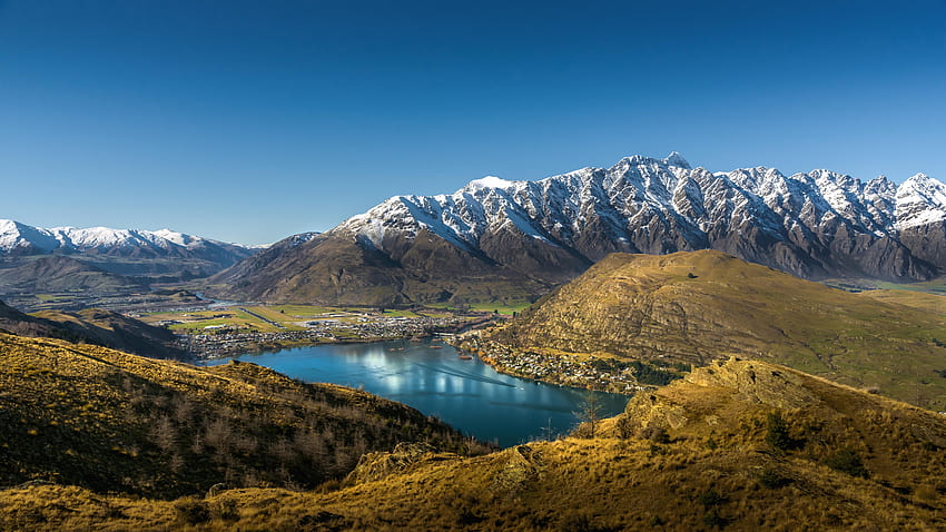 Нова Зеландия, природа, планини, езеро, предпланини, подножие, хребет, гръбнак, Куинстаун HD тапет