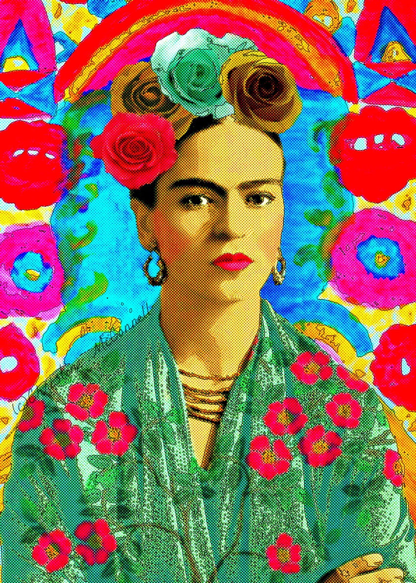 ILUSTRACIÓN DECOUPAGE COLLAGE, Frida Kahlo Art Style fondo de pantalla del teléfono