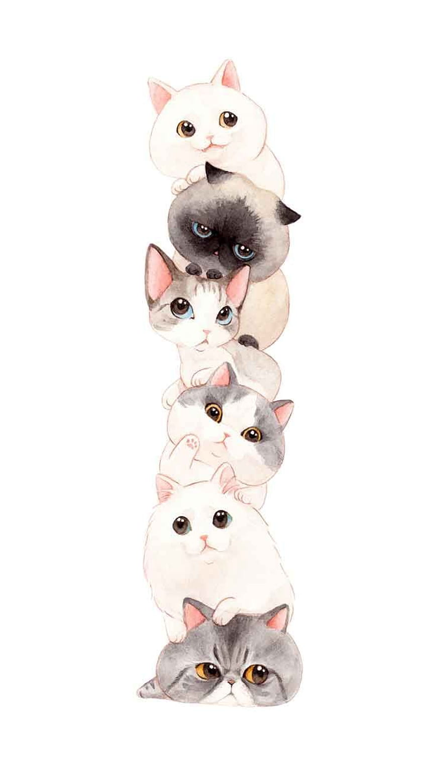 Pin de Meo G em karya saya. Bichinhos fofos, Desenhos fofinhos, Coisas de gato. Ilustrasi kucing, hewan, Seni kucing, Chibi Kitten wallpaper ponsel HD