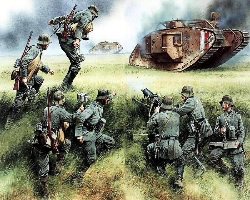 Chars Soldats Amiens 1918 Chasseur de chars allemand Art de la peinture, Armée allemande Fond d'écran HD