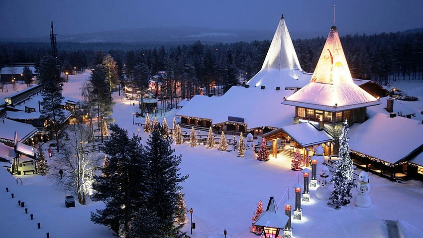 Beau Village du Père Noël à Rovaniemi en Finlande. Fond d'écran HD