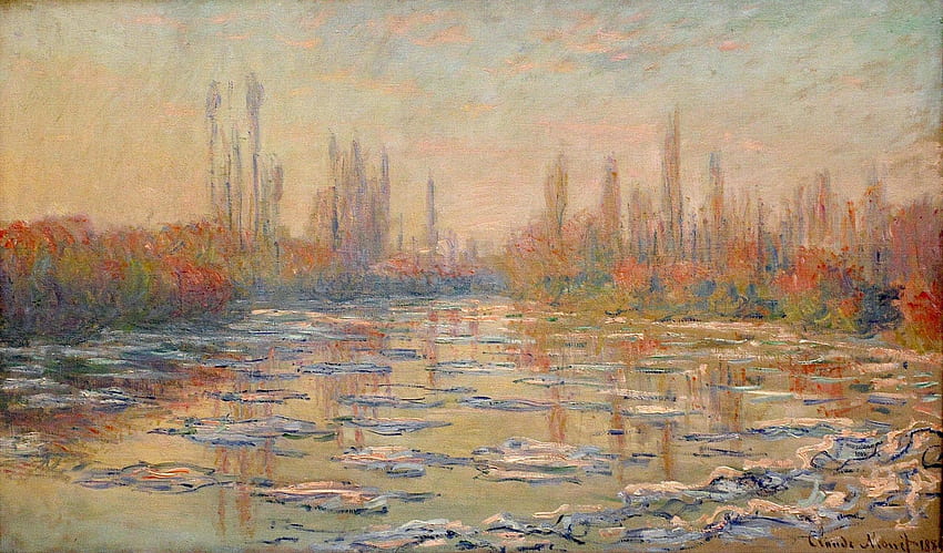 Dipinti fiumi di ghiaccio senna claude monet impressionismo, arte impressionista Sfondo HD