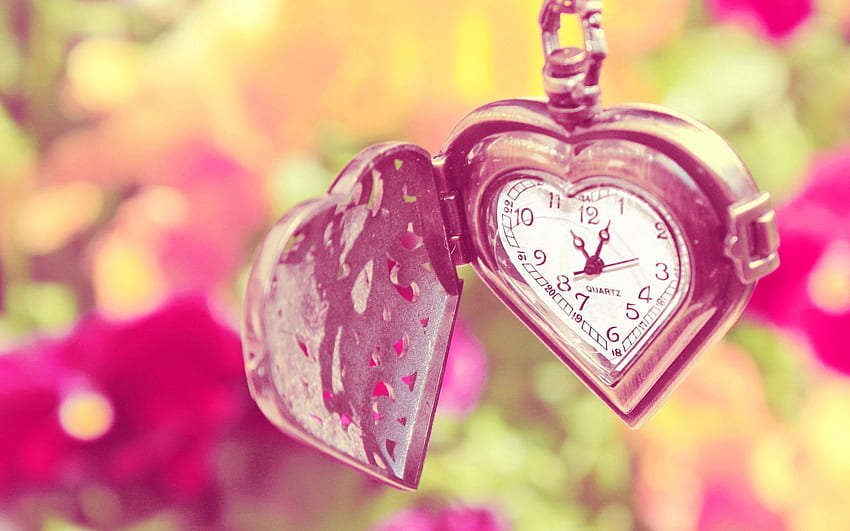Love, Form, Heart, Clock Face, Dial, Pocket Watch HD wallpaper