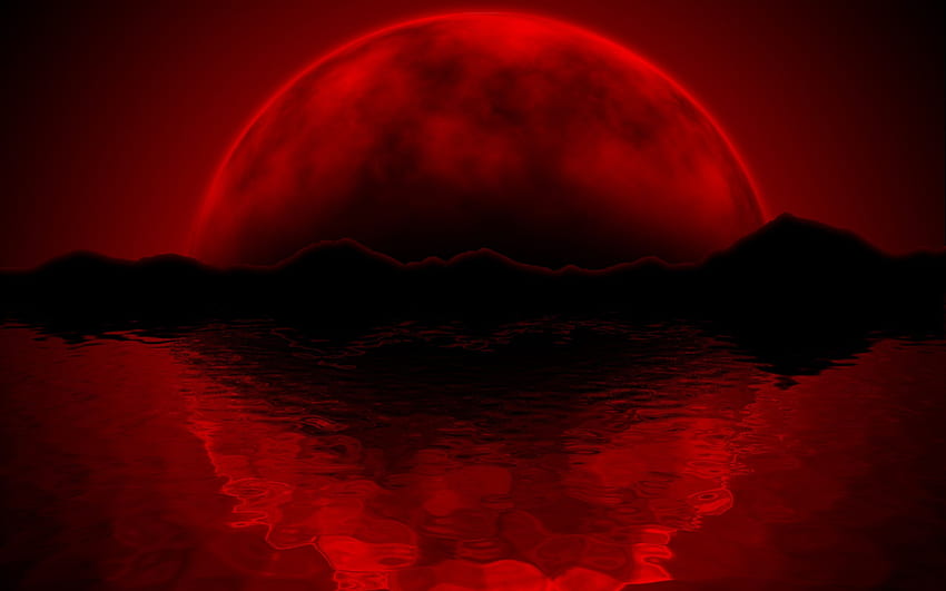dla Black and Red Moon Wolf (strona 1), Blood Moon Wolf Tapeta HD