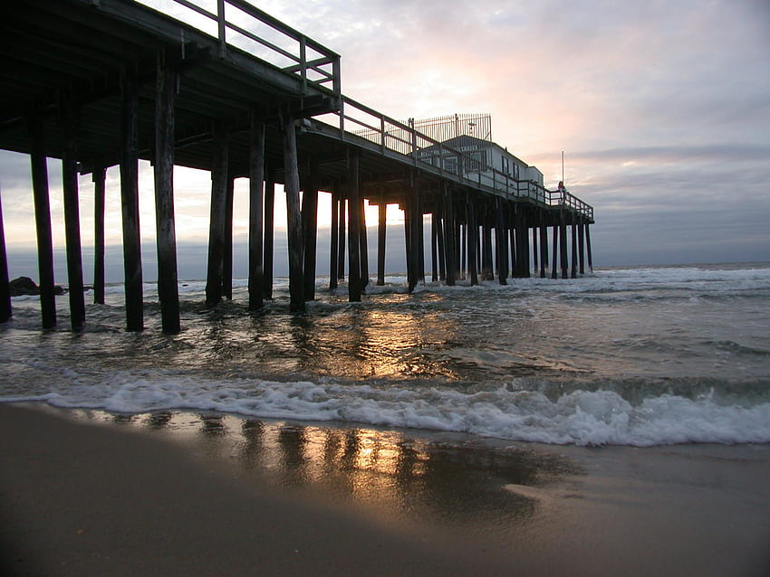 Under The Boardwalk, pier, boardwalk, sunset, beach HD wallpaper