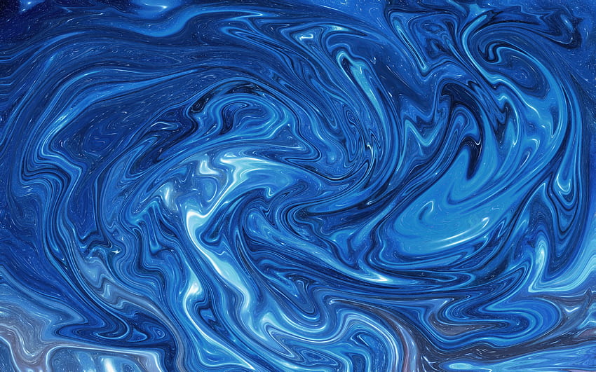抽象的な青い液体混合物、パターン 高画質の壁紙